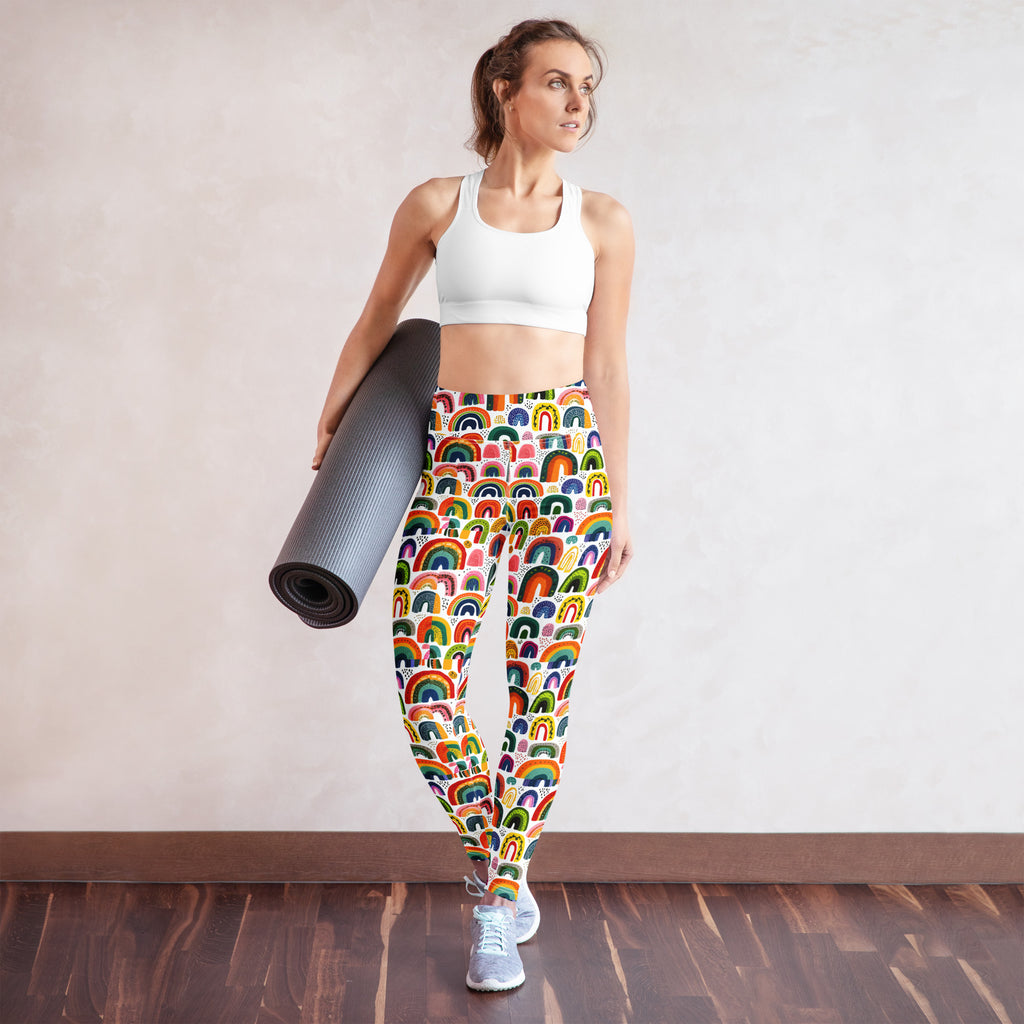 "It's Ok To Be Fae" Yoga Leggings, Rainbows